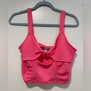 Urban Outfitters Vibrant Pink Tie-Front Crop Top